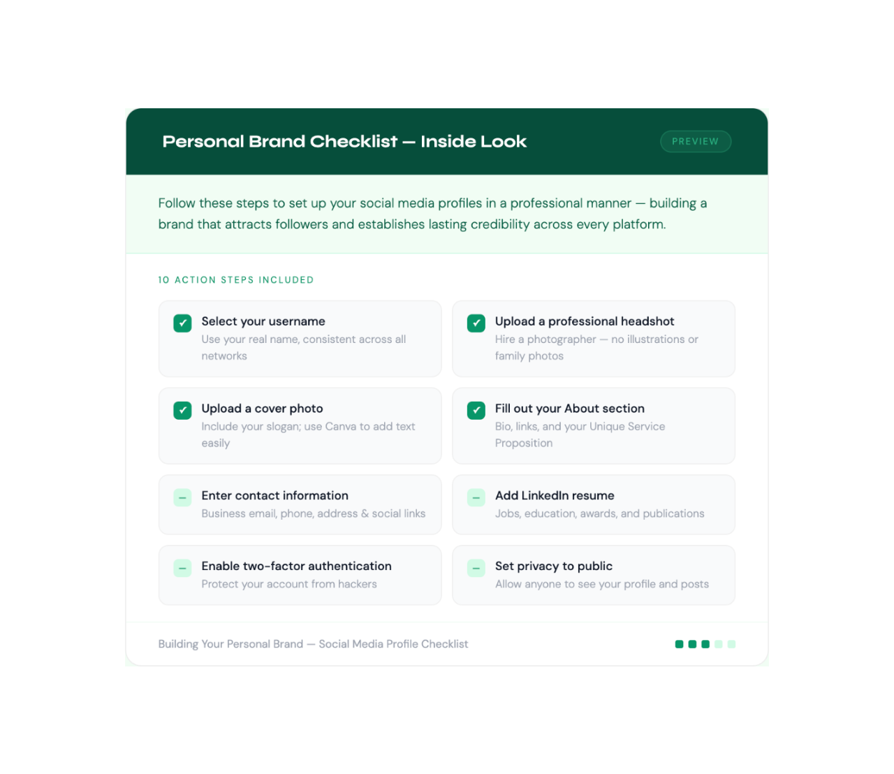 Personal Brand Checklist – Social Media Profile Setup Guide