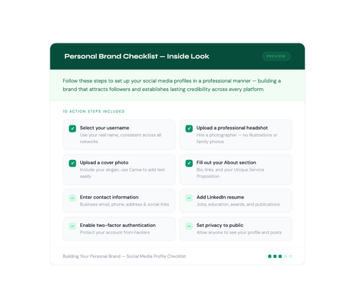 Personal Brand Checklist – Social Media Profile Setup Guide