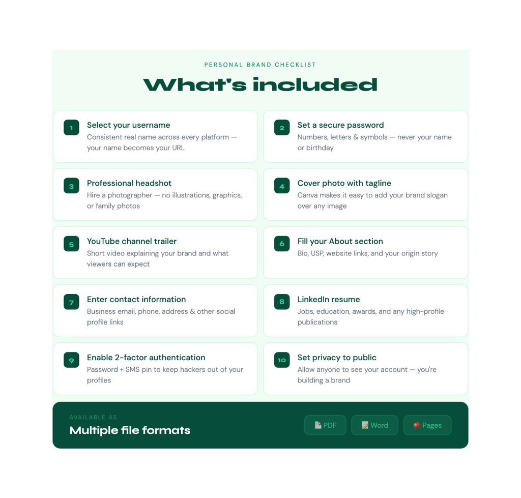 Personal Brand Checklist – Social Media Profile Setup Guide